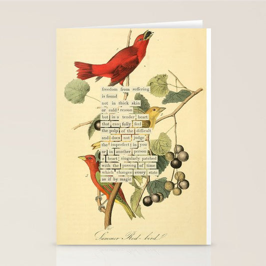 Bird Divinations: Summer Red-bird (about: almanacofbirds.org) Stationery Card Gallery Image 2