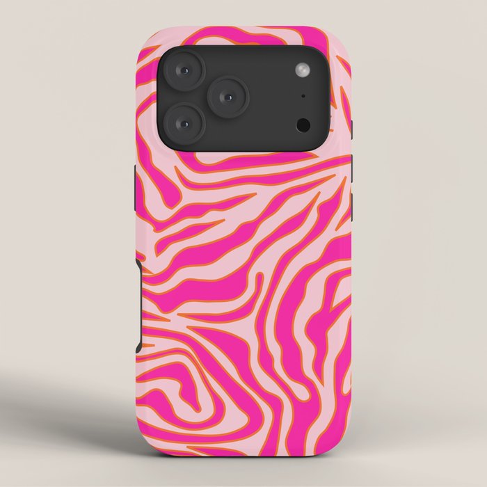 Zebra Print Pink And Orange Zebra Stripes Wild Animal Print Preppy Decor Modern Zebra Pattern iPhone Case Gallery Image 3