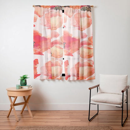 Abstract watercolor red orange pink poppies flowers Window Curtain Gallery Image 15