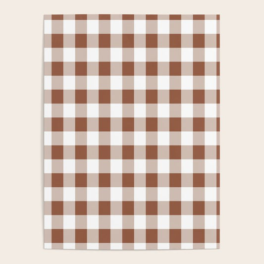 Gingham Large Brown White Poster Gallery Image 1