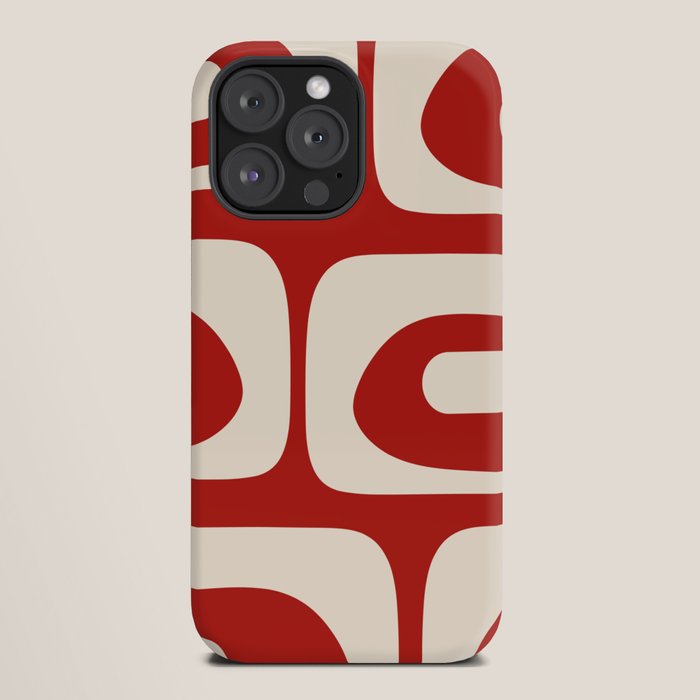 Retro Piquet Mid Century Modern Abstract Pattern in Red and Almond Cream iPhone Case Gallery Image 20
