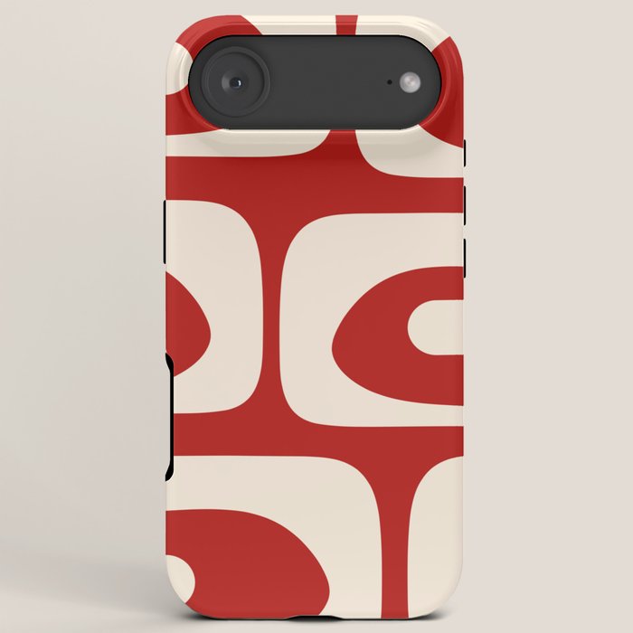 Retro Piquet Mid Century Modern Abstract Pattern in Red and Almond Cream iPhone Case Gallery Image 6