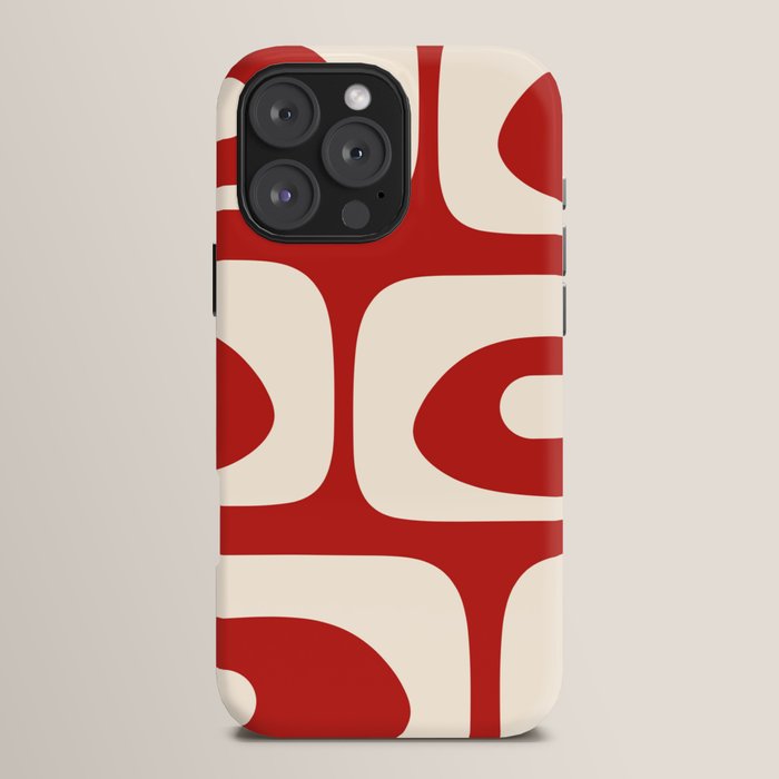 Retro Piquet Mid Century Modern Abstract Pattern in Red and Almond Cream iPhone Case Gallery Image 16