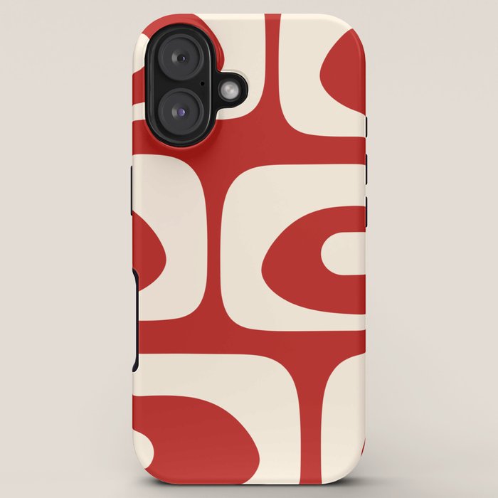 Retro Piquet Mid Century Modern Abstract Pattern in Red and Almond Cream iPhone Case Gallery Image 5