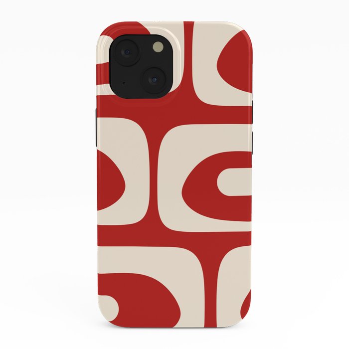 Retro Piquet Mid Century Modern Abstract Pattern in Red and Almond Cream iPhone Case Gallery Image 38