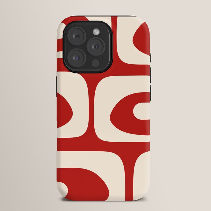 Retro Piquet Mid Century Modern Abstract Pattern in Red and Almond Cream iPhone Case Gallery Image 15