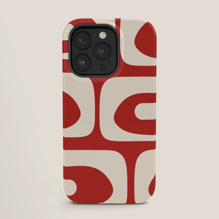 Retro Piquet Mid Century Modern Abstract Pattern in Red and Almond Cream iPhone Case Gallery Image 27