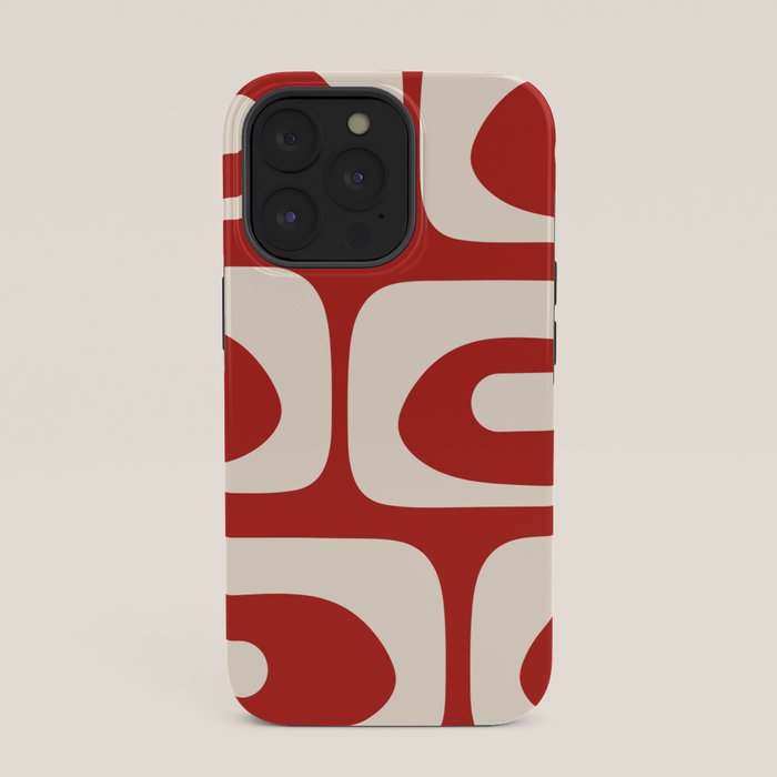 Retro Piquet Mid Century Modern Abstract Pattern in Red and Almond Cream iPhone Case Gallery Image 35