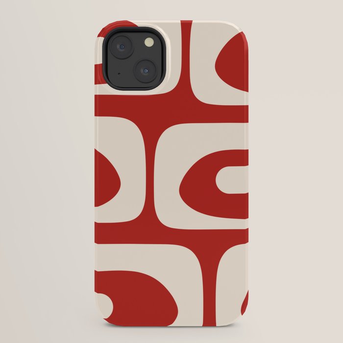 Retro Piquet Mid Century Modern Abstract Pattern in Red and Almond Cream iPhone Case Gallery Image 22