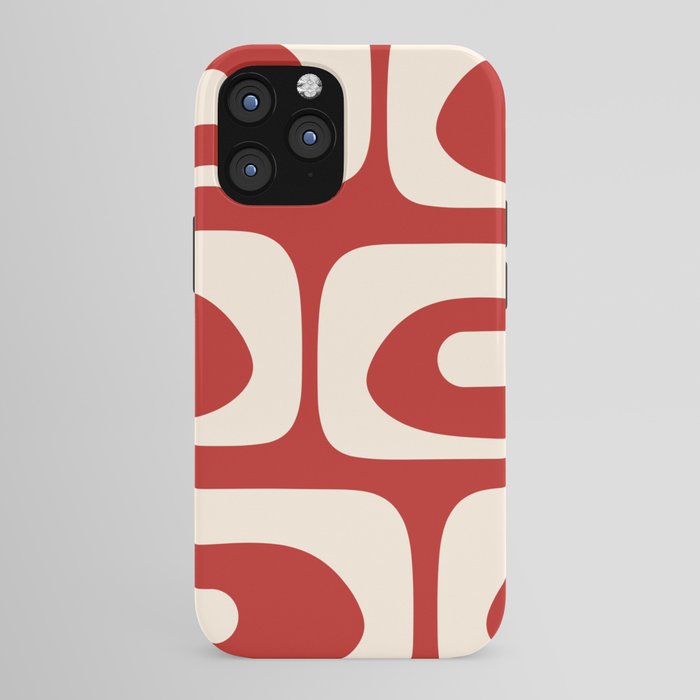 Retro Piquet Mid Century Modern Abstract Pattern in Red and Almond Cream iPhone Case Gallery Image 43
