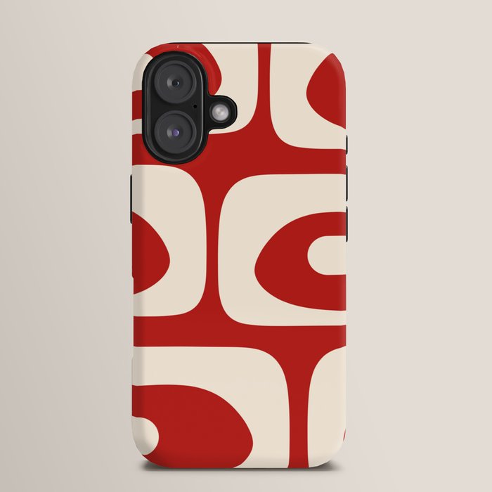 Retro Piquet Mid Century Modern Abstract Pattern in Red and Almond Cream iPhone Case Gallery Image 13