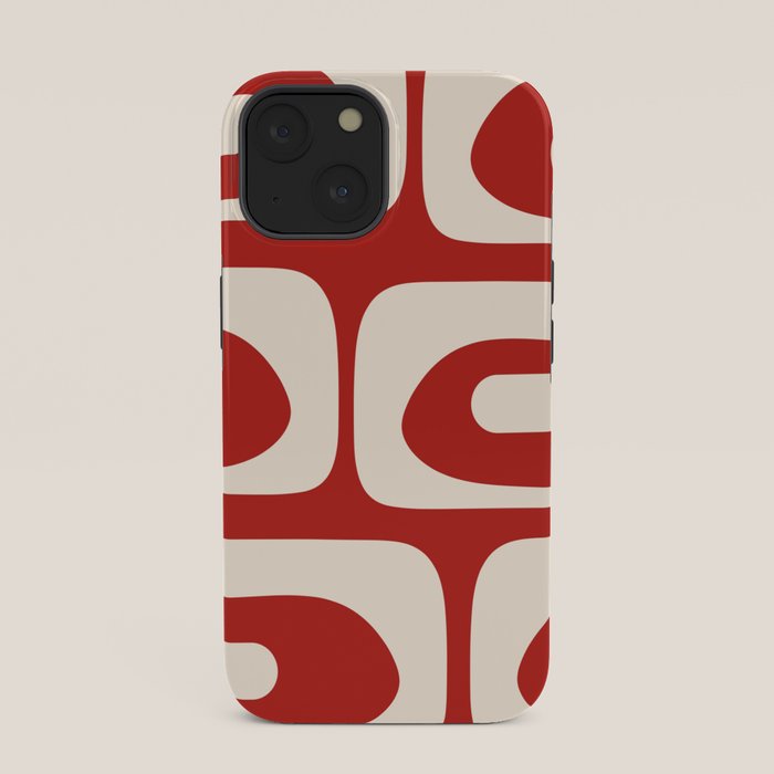 Retro Piquet Mid Century Modern Abstract Pattern in Red and Almond Cream iPhone Case Gallery Image 33
