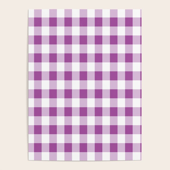Gingham Large Lavender Amethyst White Poster Gallery Image 1