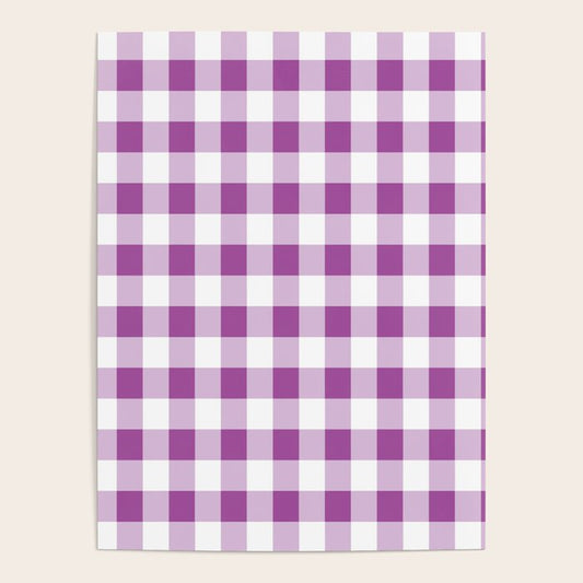 Gingham Large Lavender Amethyst White Poster Gallery Image 2