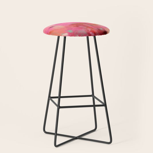 pink floral illusion abstract art Stool Gallery Image 1
