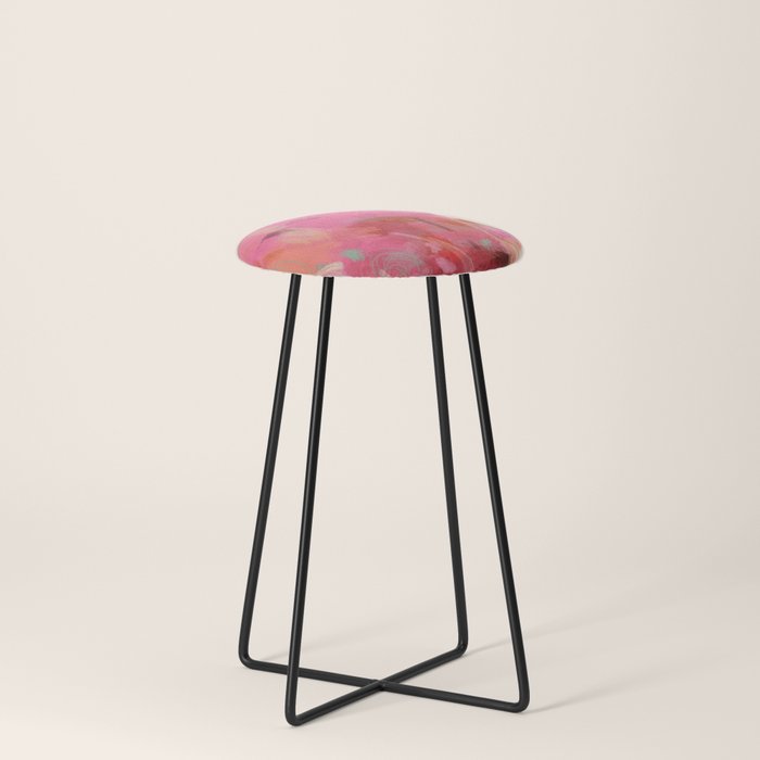 pink floral illusion abstract art Stool Gallery Image 3