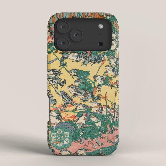 Frog Battle Japanese Print by Kawanabe Kyosai, 1864 iPhone Case Gallery Image 4