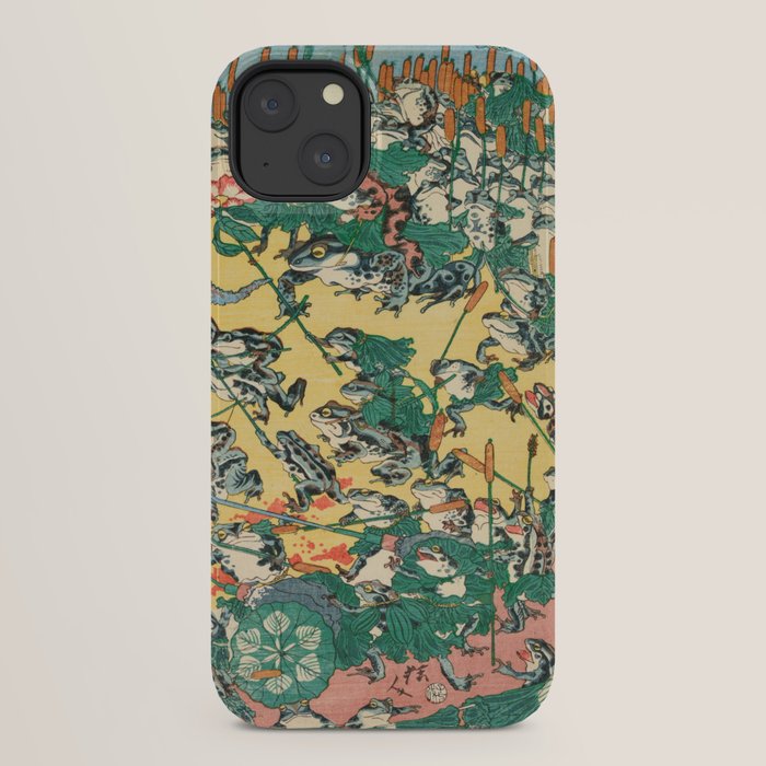 Frog Battle Japanese Print by Kawanabe Kyosai, 1864 iPhone Case Gallery Image 22