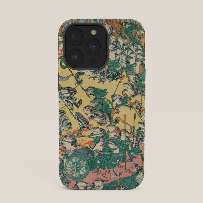 Frog Battle Japanese Print by Kawanabe Kyosai, 1864 iPhone Case Gallery Image 35