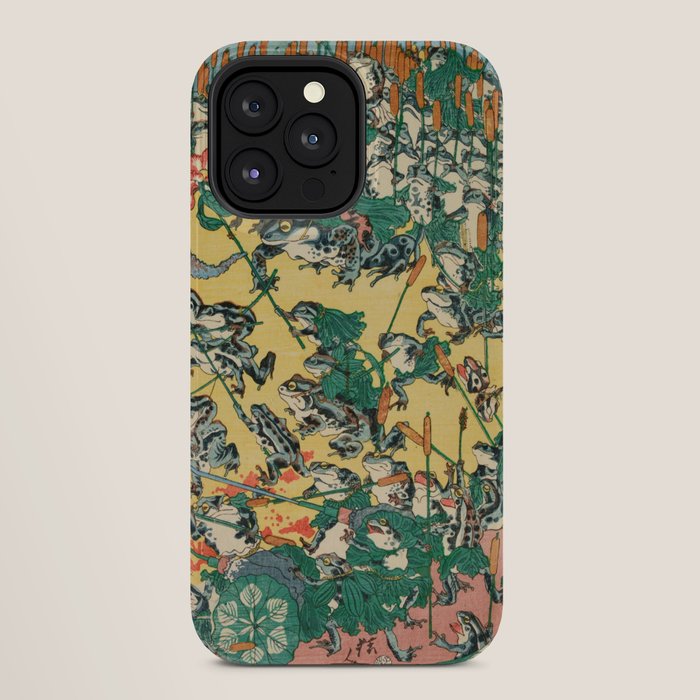 Frog Battle Japanese Print by Kawanabe Kyosai, 1864 iPhone Case Gallery Image 28