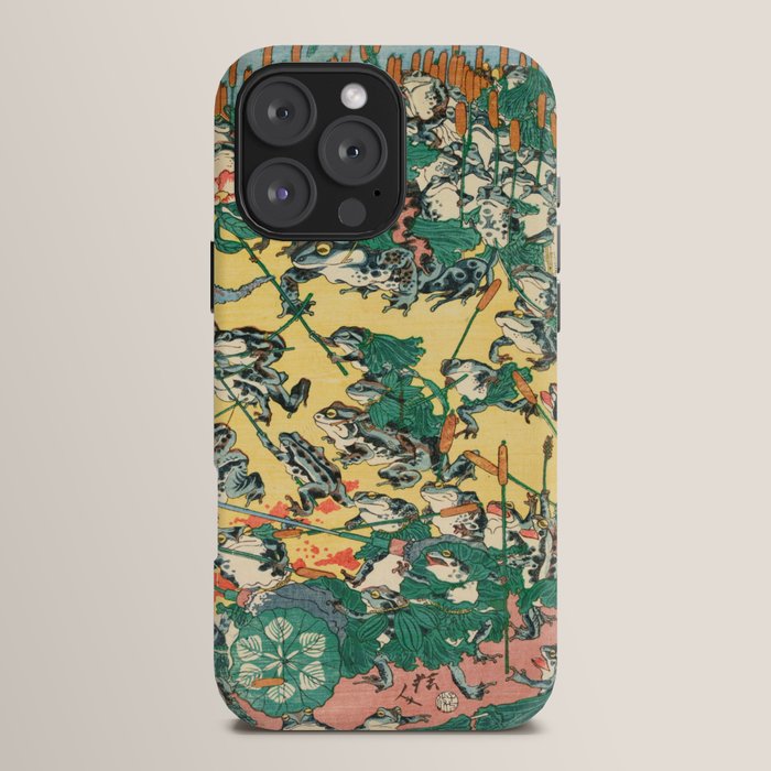 Frog Battle Japanese Print by Kawanabe Kyosai, 1864 iPhone Case Gallery Image 16