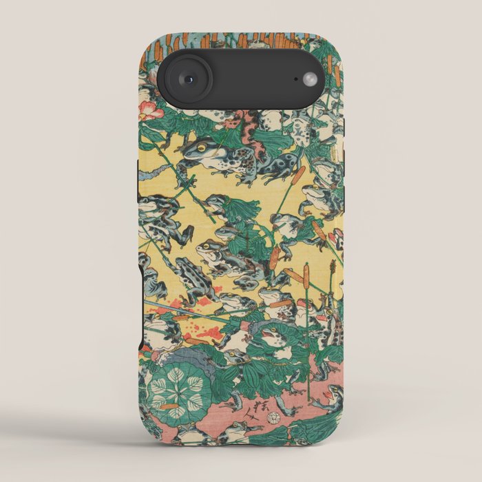Frog Battle Japanese Print by Kawanabe Kyosai, 1864 iPhone Case Gallery Image 2