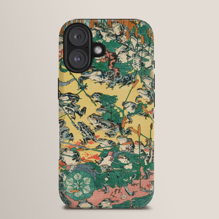 Frog Battle Japanese Print by Kawanabe Kyosai, 1864 iPhone Case Gallery Image 13