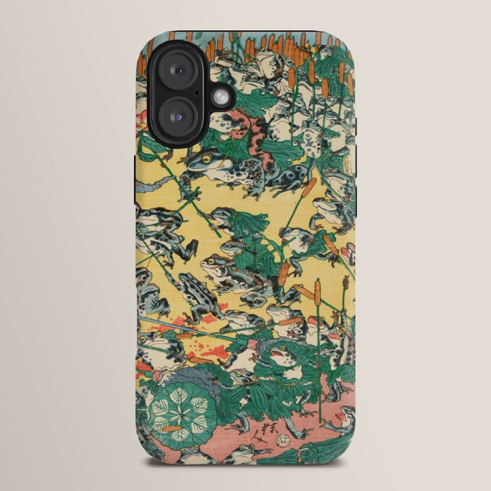Frog Battle Japanese Print by Kawanabe Kyosai, 1864 iPhone Case Gallery Image 14