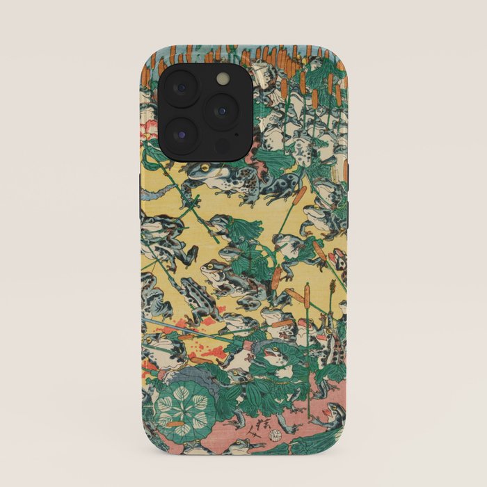Frog Battle Japanese Print by Kawanabe Kyosai, 1864 iPhone Case Gallery Image 39
