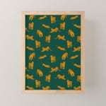 Animal Print - Tigers on Dark Olive Green Retro Texture Mini Art Print Gallery Image 1