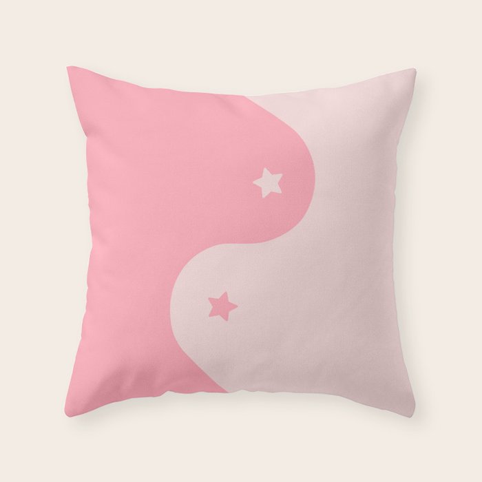 Pinkie Yin Yang Stars Throw Pillow Gallery Image 1