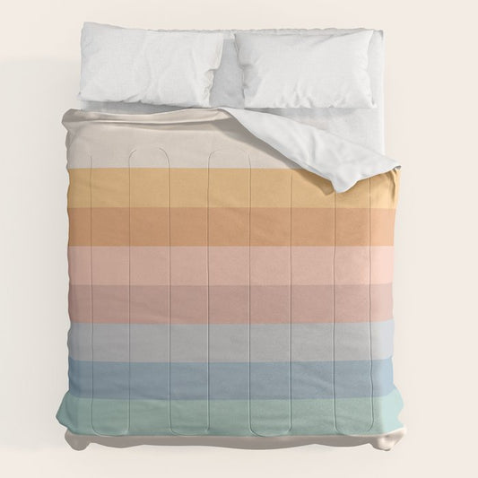 Pastel Retro Rainbow Stripes Comforter Gallery Image 2