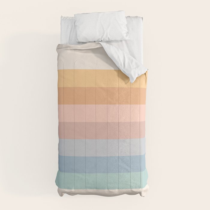 Pastel Retro Rainbow Stripes Comforter Gallery Image 5