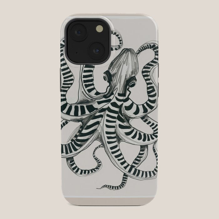 Striped Octopus Ink Drawing iPhone Case Gallery Image 34