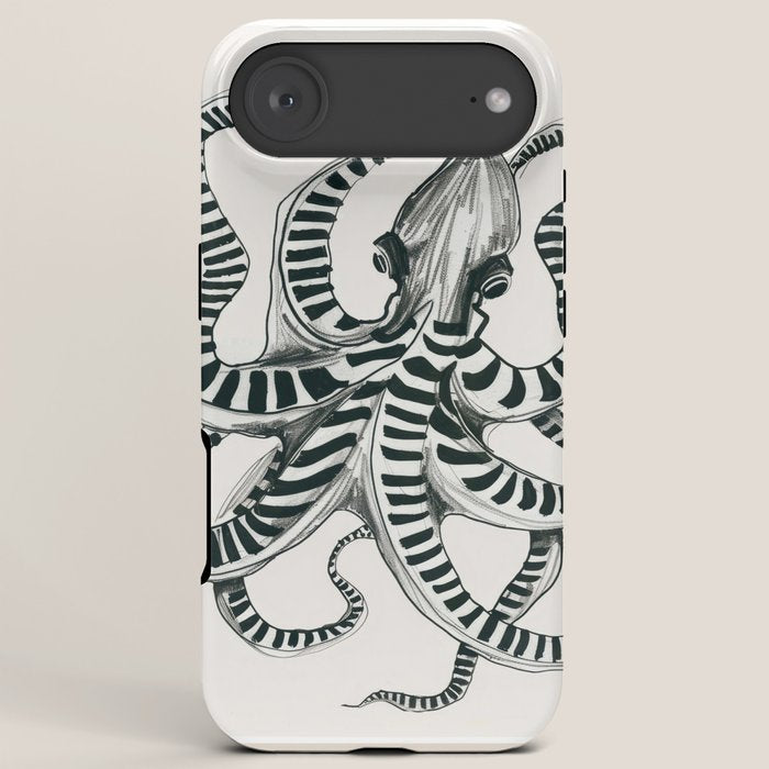Striped Octopus Ink Drawing iPhone Case Gallery Image 6
