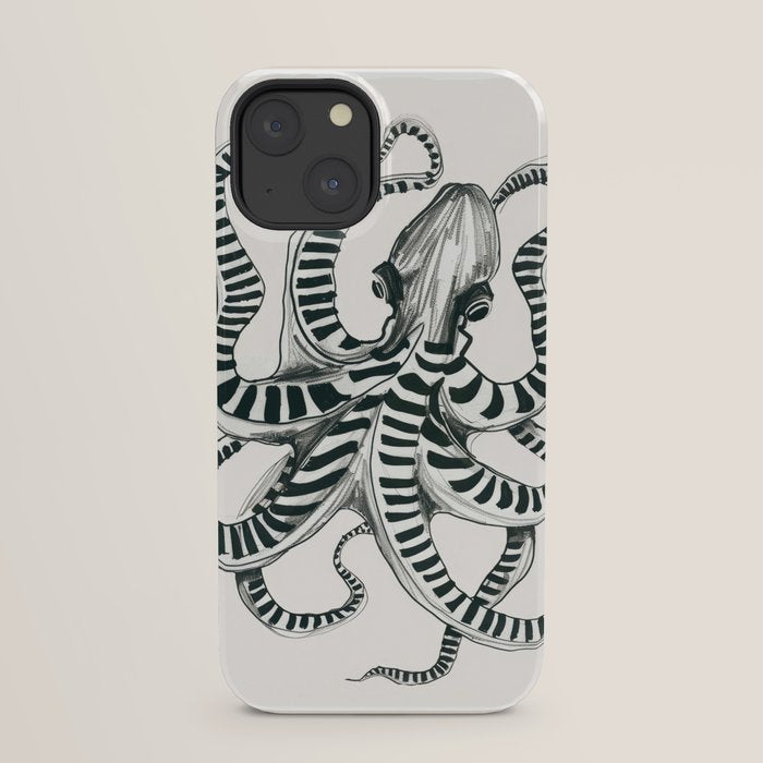 Striped Octopus Ink Drawing iPhone Case Gallery Image 21