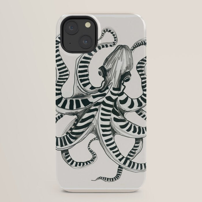Striped Octopus Ink Drawing iPhone Case Gallery Image 22