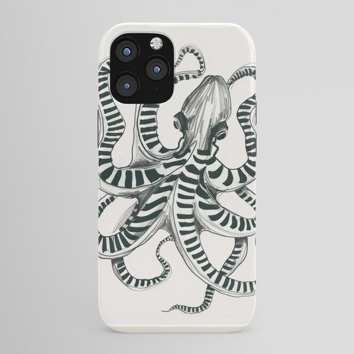 Striped Octopus Ink Drawing iPhone Case Gallery Image 43
