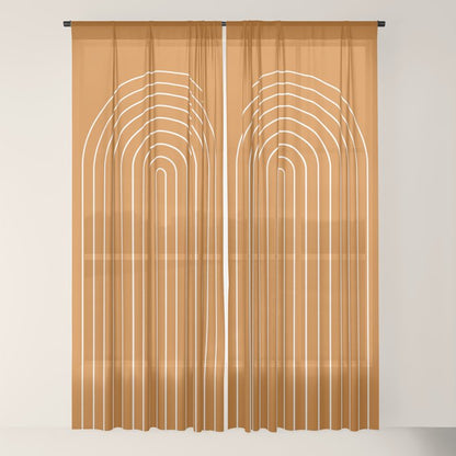 Minimal Arch XXII Bright 70s Orange Modern Geometric Lines Window Curtain Gallery Image 18