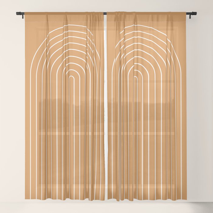 Minimal Arch XXII Bright 70s Orange Modern Geometric Lines Window Curtain Gallery Image 21