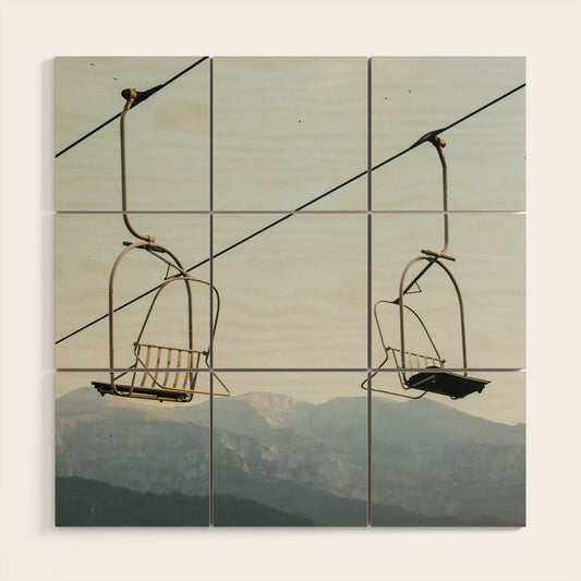 Chairlift in Mountains - Summer Evening Skiing Lift - Fine Art Photography Wood Wall Art Gallery Image 2