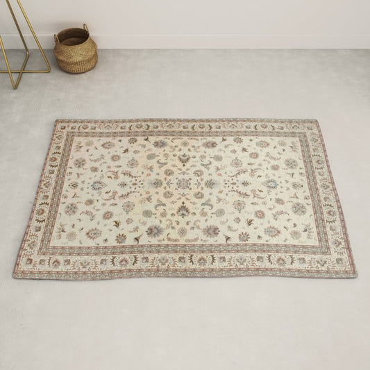 Antique Persian Delicate Ivory Cream Rug Gallery Image 2