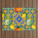 Summer ,Sicilian tiles ,citrus,oranges,majolica,lemons ,Mediterranean Outdoor Rug Gallery Image 1