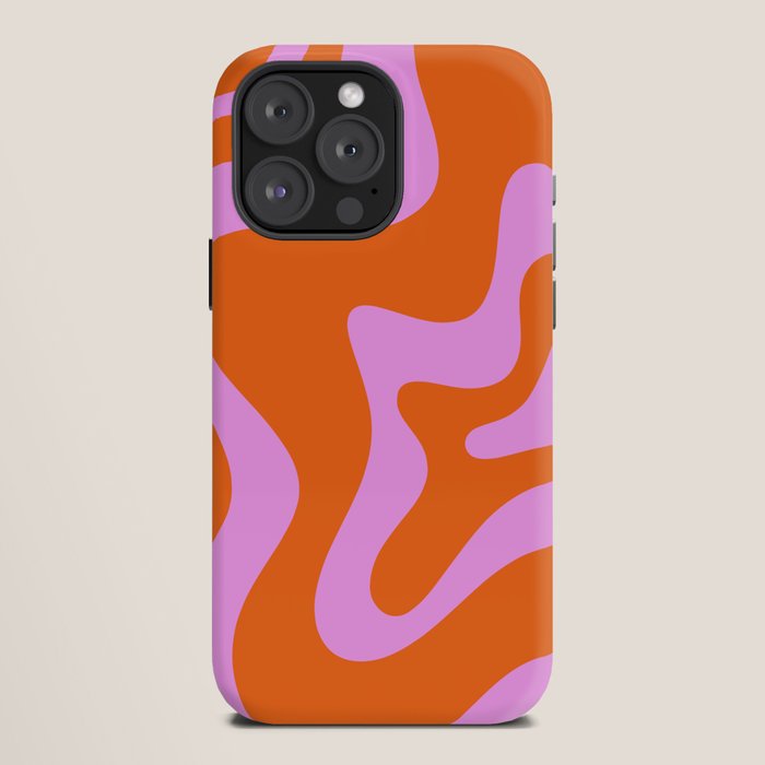 Retro Liquid Swirl Abstract Pattern in Hot Pink and Red-Orange iPhone Case Gallery Image 12