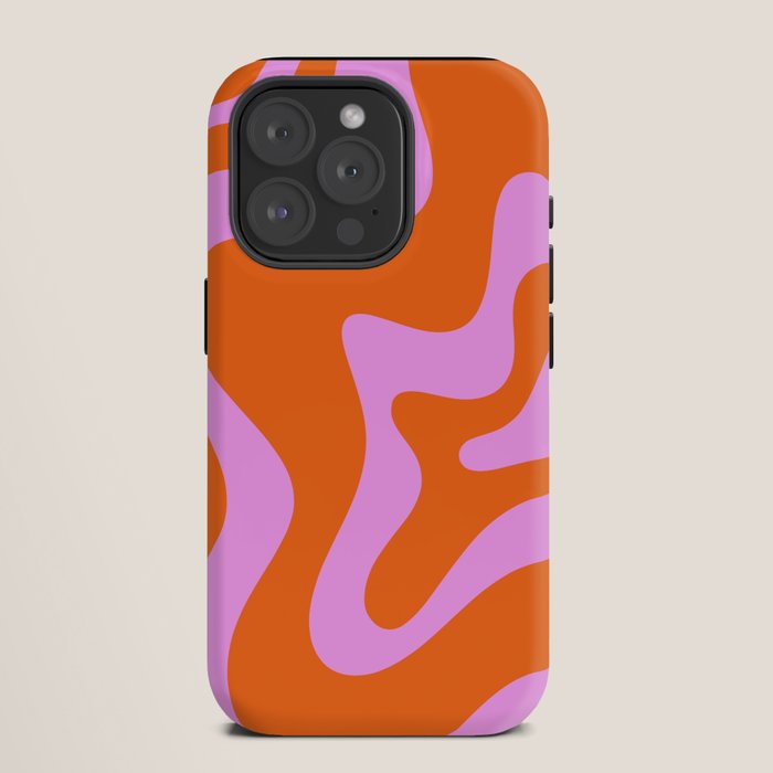 Retro Liquid Swirl Abstract Pattern in Hot Pink and Red-Orange iPhone Case Gallery Image 11