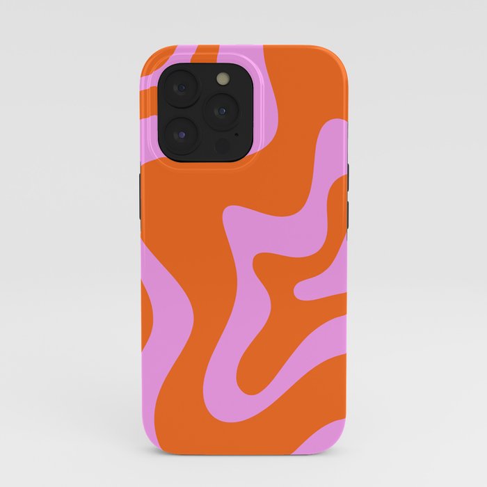 Retro Liquid Swirl Abstract Pattern in Hot Pink and Red-Orange iPhone Case Gallery Image 39
