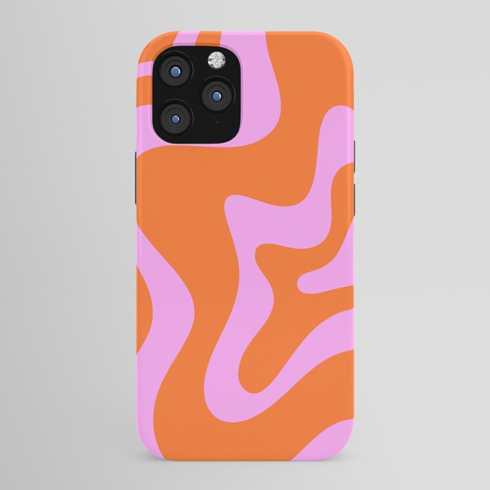 Retro Liquid Swirl Abstract Pattern in Hot Pink and Red-Orange iPhone Case Gallery Image 43