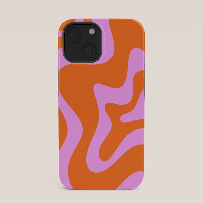 Retro Liquid Swirl Abstract Pattern in Hot Pink and Red-Orange iPhone Case Gallery Image 33