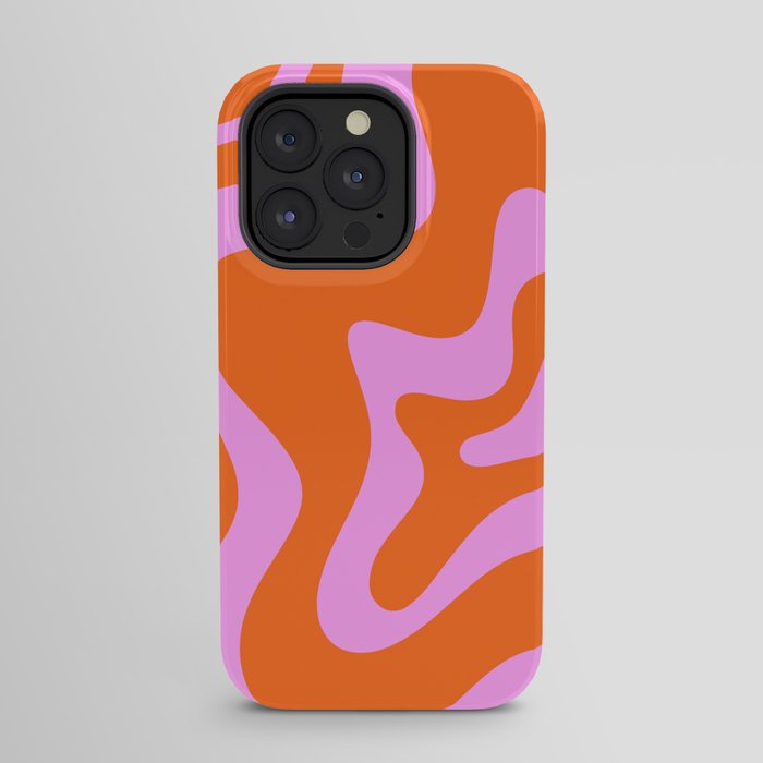 Retro Liquid Swirl Abstract Pattern in Hot Pink and Red-Orange iPhone Case Gallery Image 23