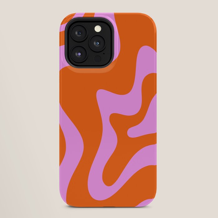 Retro Liquid Swirl Abstract Pattern in Hot Pink and Red-Orange iPhone Case Gallery Image 28